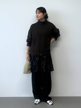 「アイテム（チュニック）」を使った、anriさん（レディース・157cm）の冬コーディネート