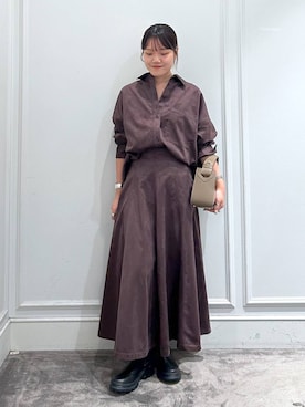 「MOHI（モヒ）のアイテム（ブーツ）」を使った、anriさん（レディース・157cm）の秋コーディネート