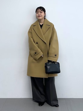 「アイテム（ピーコート、ベージュ系）」を使った、anriさん（レディース・157cm）の冬コーディネート