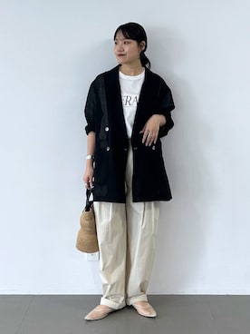 「CORSO ROMA，9（コルソローマ）の【CORSO ROMA 9】チュールパンプス（パンプス、ベージュ系）」を使った、anriさん（レディース）の春コーディネート