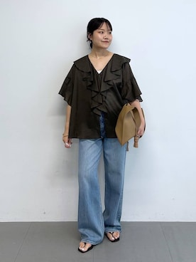 「upperhights（アッパーハイツ）のアイテム（パンツ）」を使った、anriさん（レディース・157cm）の夏コーディネート