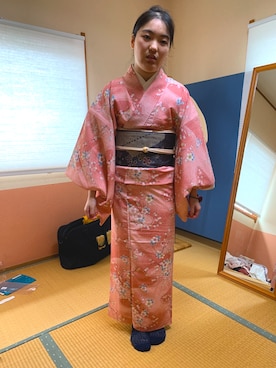 「アイテム（その他、ピンク系）」を使った、honoka1912さん（レディース・153cm）の秋コーディネート