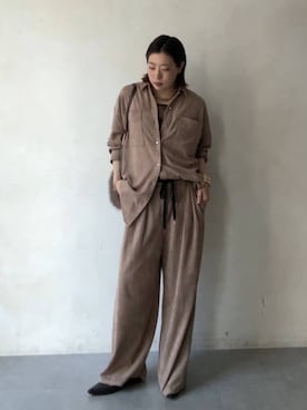 「DouDou（ドゥドゥ）の【新色追加】スカラレースキャミ（シャツ/ブラウス）」を使った、yuさん（レディース・162cm）の秋コーディネート