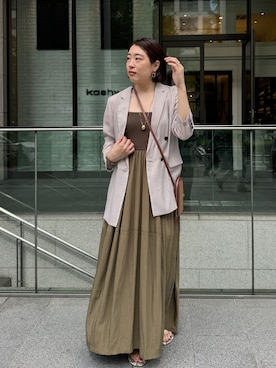 「ドッキングワンピ」｜「アイテム（ジャケット/アウター）」を使った、yuさん（レディース・162cm）の夏コーディネート