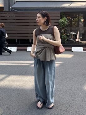 「大人カジュアルコーデ」｜「アイテム（パンツ）」を使った、yuさん（レディース・162cm）の夏コーディネート