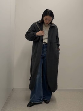 「アイテム（その他アウター、グレー系）」を使った、yuさん（レディース・162cm）の冬コーディネート