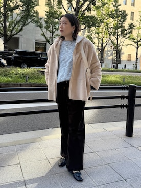 「アイテム（ムートンコート）」を使った、yuさん（レディース・162cm）の秋コーディネート