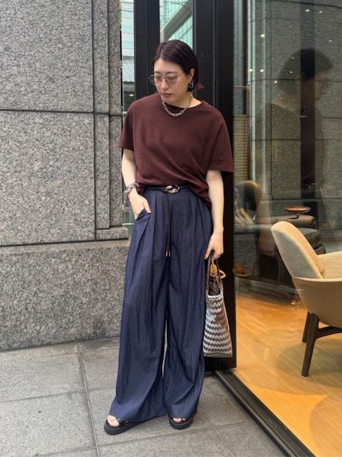 シャンブレータックワイドパンツ