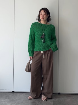 「DouDou（ドゥドゥ）のアイテム（ニット/セーター）」を使った、yuさん（レディース・162cm）の秋コーディネート