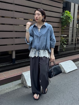 「DouDou（ドゥドゥ）のアイテム（ブレスレット）」を使った、yuさん（レディース・162cm）の夏コーディネート