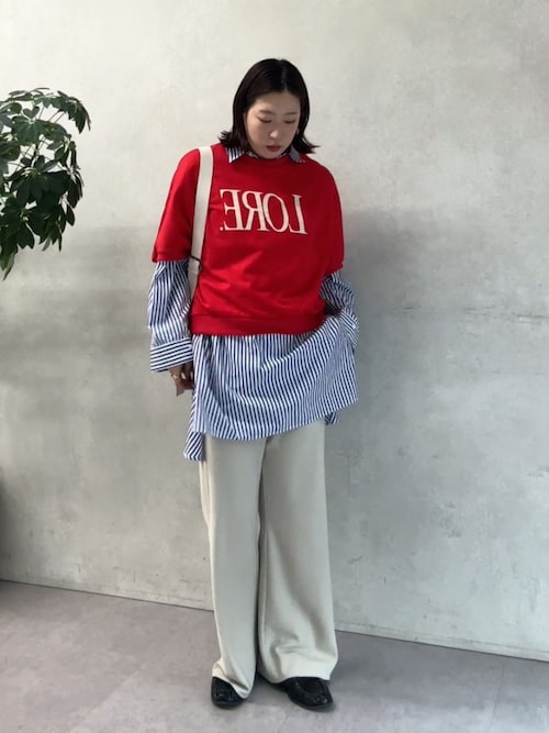 DouDou（ドゥドゥ） tシャツ LOREプリントドルマンプルオーバー
