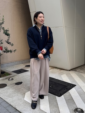 「ハーフジップ」｜yuさん（レディース・162cm）の冬コーディネート