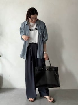「デニムシャツ」｜yuさん（レディース・162cm）の春コーディネート