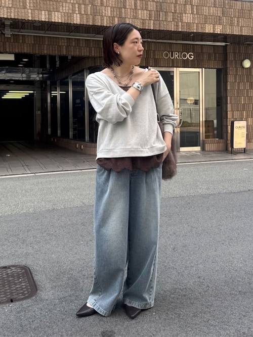 新色追加】デニムワイドイージーパンツ（デニムパンツ）｜DouDou