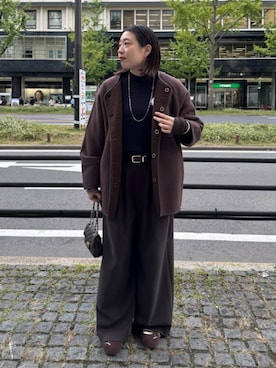 「DouDou（ドゥドゥ）のリバーシブルボアコート（その他アウター）」を使った、yuさん（レディース・162cm）の冬コーディネート