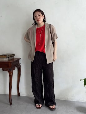 「DouDou（ドゥドゥ）のレースパンツ（その他パンツ、ブラウン系）」を使った、yuさん（レディース・162cm）の春コーディネート