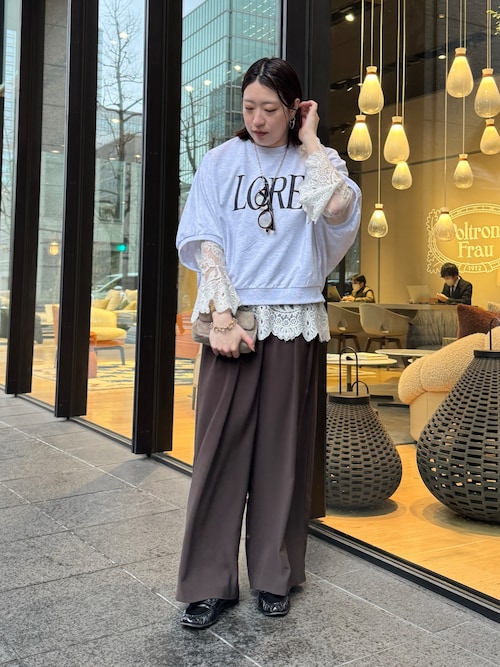 DouDou（ドゥドゥ） tシャツ LOREプリントドルマンプルオーバー