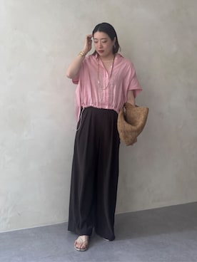 「春カラー」｜「アイテム（スラックス）」を使った、yuさん（レディース・162cm）の春コーディネート