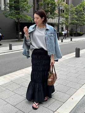 「ジージャン」｜「アイテム（その他アウター）」を使った、yuさん（レディース・162cm）の夏コーディネート