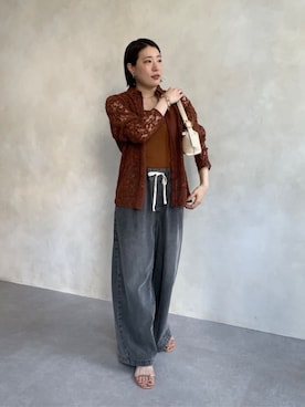 「ブラウンコーデ」｜「アイテム（パンツ）」を使った、yuさん（レディース・162cm）の夏コーディネート