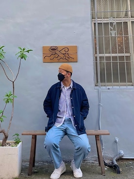 「NET（ネット）のアイテム（帽子）」を使った、James🇹🇼さん（メンズ・186cm）の春コーディネート