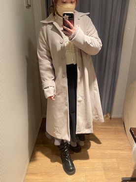 「OLIVE des OLIVE（オリーブデオリーブ）のアイテム（ステンカラーコート）」を使った、yuzuさん（レディース・162cm）の冬コーディネート