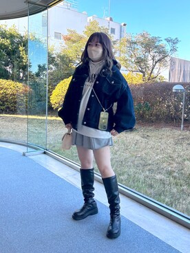 「OLIVE des OLIVE（オリーブデオリーブ）のアイテム（デニムジャケット）」を使った、yuzuさん（レディース・162cm）の冬コーディネート
