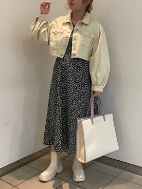 「OLIVE des OLIVE（オリーブデオリーブ）のアイテム（デニムジャケット）」を使った、yuzuさん（レディース・162cm）の春コーディネート