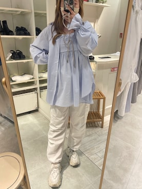 「OLIVE des OLIVE（オリーブデオリーブ）のアイテム（チュニック）」を使った、yuzuさん（レディース・162cm）の春コーディネート