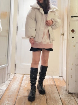 「OLIVE des OLIVE（オリーブデオリーブ）のアイテム（チュニック）」を使った、yuzuさん（レディース・162cm）の秋コーディネート