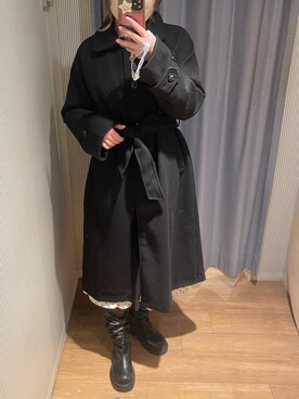 「OLIVE des OLIVE（オリーブデオリーブ）のアイテム（ステンカラーコート）」を使った、yuzuさん（レディース・162cm）の冬コーディネート