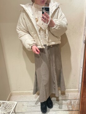 「ロンクスカート」｜「アイテム（ブルゾン）」を使った、yuzuさん（レディース・162cm）の冬コーディネート