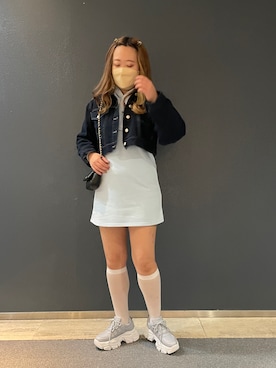 「OLIVE des OLIVE（オリーブデオリーブ）のアイテム（デニムジャケット）」を使った、yuzuさん（レディース・162cm）の冬コーディネート