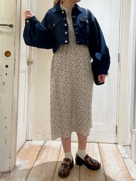「OLIVE des OLIVE（オリーブデオリーブ）のアイテム（デニムジャケット）」を使った、yuzuさん（レディース・162cm）の春コーディネート
