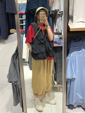 「red」｜「アイテム（帽子）」を使った、simsimdes さん（レディース・168cm）の春コーディネート
