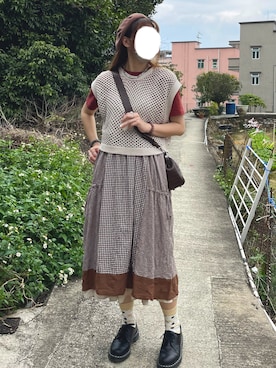 「red」｜「アイテム（ハンチング/ベレー帽）」を使った、simsimdes さん（レディース・168cm）の春コーディネート