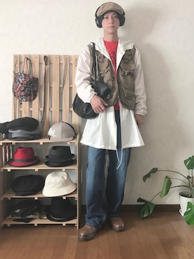 「TORNADO MART（トルネードマート）のアイテム（バッグ）」を使った、ゆーさん（メンズ・183cm）の春コーディネート
