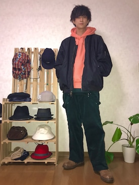 「RAGEBLUE（レイジブルー）のアイテム（オールインワン・サロペット）」を使った、ゆーさん（メンズ・183cm）の冬コーディネート