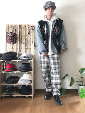 「チャイハネ（チャイハネ）のアイテム（ベスト）」を使った、ゆーさん（メンズ・183cm）の春コーディネート