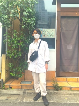 「Levi's（リーバイス）のアイテム（ジャケット/アウター、ホワイト系）」を使った、muさん（メンズ・166cm）の春コーディネート