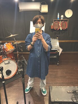 「VANS（バンズ）のアイテム（シューズ、グリーン系）」を使った、muさん（メンズ・166cm）の春コーディネート