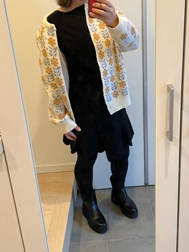 「SNIDEL（スナイデル）のアイテム（ワンピース、ブラック系）」を使った、武蔵さん（レディース・154cm）の冬コーディネート