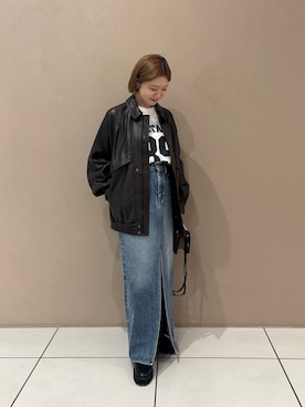 「アイテム（デニムスカート）」を使った、dnmomokoさん（レディース・154cm）の夏コーディネート