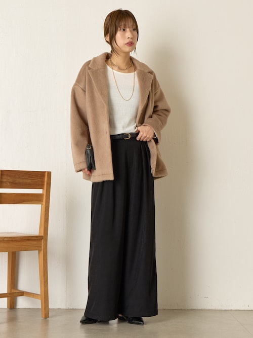 Jena espace merveilleux シャギーコート 配色シャギーコート | Jena espace merveilleux(ジェナ エスパス