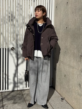 「アイテム（ダウンジャケット/コート）」を使った、makoo.jjさん（レディース・168cm）の冬コーディネート