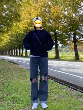 「H&M（エイチ・アンド・エム）のアイテム（帽子、ホワイト系）」を使った、Ⓜ︎さん（レディース・166cm）の秋コーディネート