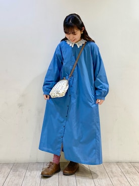 「サマンサモスモス」｜「アイテム（シャツワンピース）」を使った、Kotoneさん（レディース・151cm）の春コーディネート