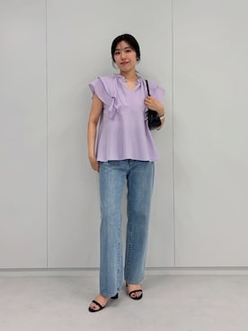 「EMMEL REFINES（エメルリファインズ）のアイテム」を使った、島津（shimazu)さん（レディース・160cm）の夏コーディネート