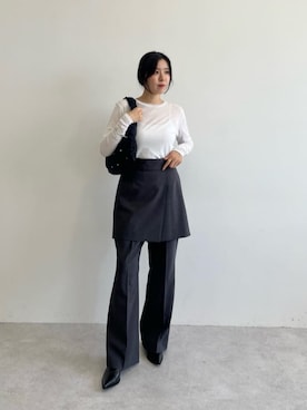 「EMMEL REFINES（エメルリファインズ）のアイテム（Tシャツ/カットソー）」を使った、島津（shimazu)さん（レディース・160cm）の夏コーディネート