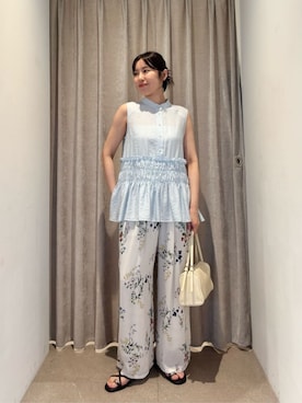 「EMMEL REFINES（エメルリファインズ）のアイテム（パンツ）」を使った、島津（shimazu)さん（レディース・160cm）の夏コーディネート